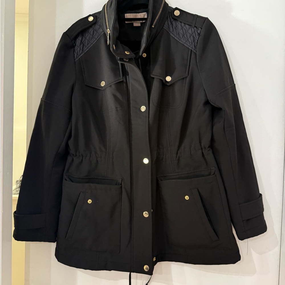 Michael Kors waterproof Black Utility Jacket with hoodie